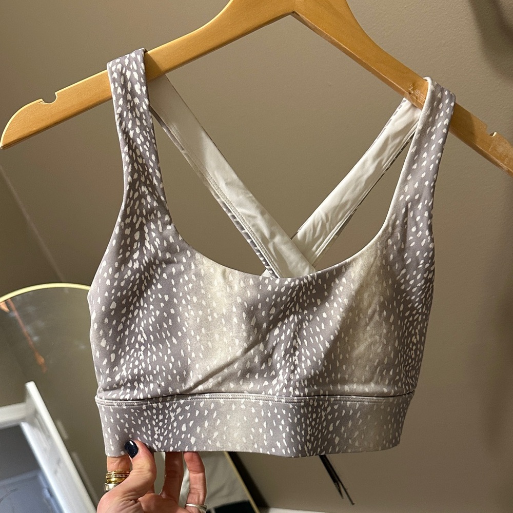 Greyson Taupe and White Patterned Sports Bra